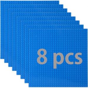 Lot de 8 plaques de construction compatibles avec la plupart des marques, plaque de base classique, compatible avec plaque de construction Lego Classic, 25,5 x 25,5 cm, plaque de base bleue (yujiaoleeu, neuf)