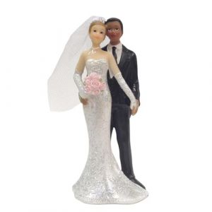 Générique Figurine Couple de mariés Mixte, Homme de Couleur et Femme Blanche 12.7 x 6 x 4.5 cm (Au plaisir des yeux, neuf)