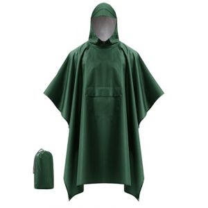 Coutyuyi Imperméable Poncho Pluie Unisexe, Poncho/Tapis de Camping/Ombre de Camping Multifonctions 3 en 1 Veste Coupe-Pluie Cape imperméable pour la randonnée,Camping(Vert Armée,L) (Coutyuyi outdoor, neuf)