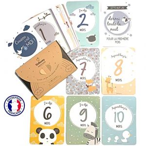 Coffret Carte Etape pour Bebe en Francais Dolbomy - Lot de 25 Cartes Etapes de la Naissance à 1 an - Cadeau Personnalisable pour Fille ou Garcon - Photo Souvenir pour Future Bébé et Maman (Dolbomy, neuf)
