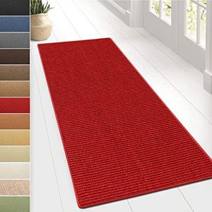 KARAT Tapis en Sisal,Tapis en Fibres Naturelles Sylt - Tapis Naturel pour Votre Salon Fabriqué en Allemagne Bordure en Coton - Attrayant et Robuste (Rouge, 80 x 200 cm) (Velvet Trading, neuf)