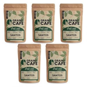 Graindecafé – Café Vert Brésil Santos | Lot de 5 × 1 kg | 100% Arabica Non Torréfié À Torréfier Soi-Même | Cru Du Sul De Minas | Doux Et Praliné | Café En Grain Idéal Machine À Grain Une Fois Torréfié (De l'arbre à la tasse, neuf)