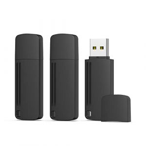 KEXIN Clé USB 2.0 64Go Lot de 3, Clef USB 64 Go 2.0 LED, USB Flash Drive Musique Pas Cher, 3 Pièces Pendrive USB avec Pince en Métal à 360° Cle USB 2.0 64 Go pour Ordinateur PC (3 Pack, Noir) (KTDISK, neuf)