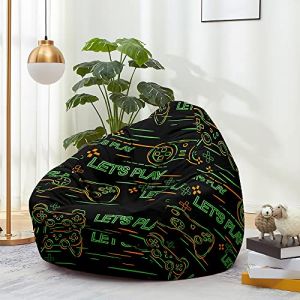 FANSU Pouf Poire sans Remplissage, Pouf pour Enfant Ado Adulte, 3D Plateau-Jeu Pouf Salon Chambre, Uniquement Housse Sac Haricots, Polyvalent Pouf de Rangement (70x80cm,Vert Noir) (JINBO, neuf)