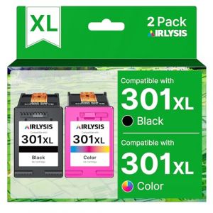 AIRLYSIS 301XL Cartouches d'encre Remplacement pour HP 301 XL Noir et Couleur pour HP Envy 4500 4507 5530 DeskJet 1000 1510 2540 3050 OfficeJet 2620 4630 4632 (1 Noir, 1 Tri-Colore) (ILMARS SAKNE, neuf)