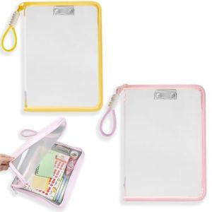 DIYCUT 2 Pi&egrave;ces Pochette Zipp&eacute;e A4 &agrave; Fermeture &eacute;clair, Pochettes Document Plastique en Maille, Pochette Etanche Document, Poign&eacute;e et Pince M&eacute;tallique, pour Documents, Livres, Papeterie (DIYCOOT, neuf)