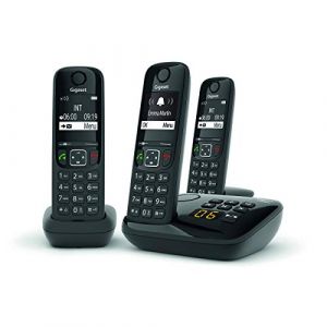 Gigaset AS690A Trio - T&eacute;l&eacute;phone fixe sans fil avec r&eacute;pondeur - 3 combin&eacute;s - Noir (n&eacute;gocie plus, neuf)