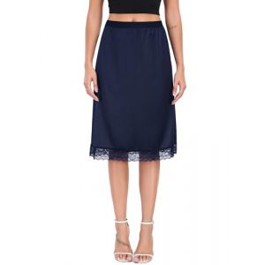 Lovasy Jupon Femme Longue Satin Jupon sous Robe en Dentelle Fond de Jupe sous-V&ecirc;tements Invisible et Antistatique Demi-Jupe Taille &Eacute;lastique pour Robe Transparente,A-Bleu Marine,M (Lovasy Direct, neuf)
