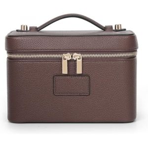 Starnearby Trousse de Maquillage en Cuir Femme, Trousse de Toilette Voyage avec Compartiments Amovibles, Pochette Rangement Maquillage Portable, Trousse Cosm&eacute;tique Femme (Caf&eacute;) (Pasercvxzoreso, neuf)