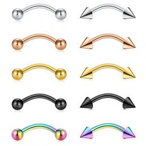 AceFun Curved Barbell Belly Bars Sourcils Bars Bananabells Acier Inoxydable Boucles D'oreilles Helix Cartilage Oreille Piercing Corps Bijoux Longueur 14G-12MM (Piercing Jewelry, neuf)