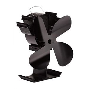 Ventilateur de poêle à bois Upgrade 4 pales Ventilateur de cheminée alimenté par la chaleur pour poêles à bois/cheminées Ventilateur silencieux (Noir) (VODA stove  accessory K, neuf)