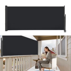 Store Latéral Extensible en Aluminium,Brise Vue Rétractable,Paravent Extérieur,Protection de l'intimité et du Vent,Vue Pare-Soleil,Auvent Latéral pour Balcon,Terrasse,Jardin,1.4x3m,Anthracite (PAVELLE, neuf)