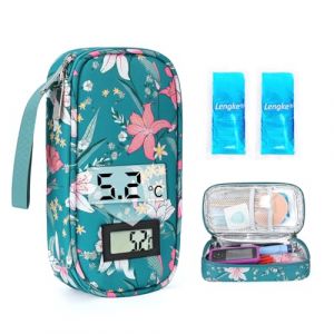 YOUSHARES Trousse Isotherme Insuline - Sac Isotherme Medicament Voyage pour Diabetique Affichage de la Température, Pochette Isotherme Insuline Injection avec Poche Glacière pour Stylo, Lys (Heartorigin-FR Direct, neuf)