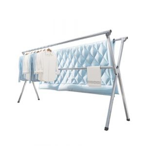 Vikaqi &Eacute;tendoir &agrave; linge pliable de 200 cm pour int&eacute;rieur et ext&eacute;rieur, &eacute;tendoir &agrave; linge pliable, &eacute;tendoir &agrave; linge pliable, corde &agrave; linge robuste en acier inoxydable, support &agrave; v&ecirc;tements, 20 crochets (VIKAQI, neuf)