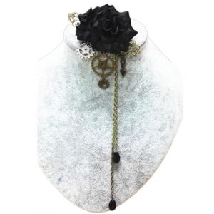 HDKEAN Pince à cheveux punk florale en alliage steampunk vintage glands pour fille femme bijoux coiffe barrettes à cheveux steampunk, Noir (JieLinKeJi, neuf)