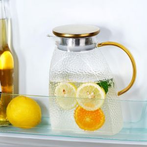 Focenat 1,8 L Cruche En Verre Avec Couvercle,Carafe En Verre Borosilicate,Carafe de Porte de Réfrigérateur étanche,Carafe Eau Verre Transparente,Pour Infuseur Fruit,Thé Glacé,Café Chaud,Lait (MARI GLOBALNEXT S.R.L., neuf)