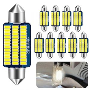 10 Pi&egrave;ces Ampoule LED Voiture 12V, 41MM 6000K 600LM Canbus Sans Erreur Ampoules Eclairage Festoon LED Lumi&egrave;re Bleu CW5 pour l'Int&eacute;rieur de Voiture Plaque Feux D&ocirc;me Lampes Carte d'Immatriculation (CanJiaLiMao, neuf)