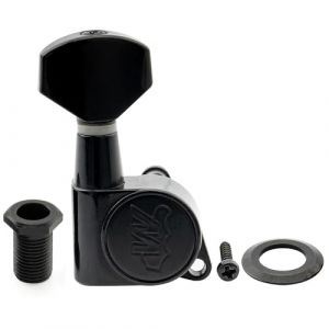 Wilkinson E-Z-LOK 19:1 Ratio Mécanique Guitare Scellée Individuelle Côté Basse Tuner avec Bouton Hexagonal pour Guitare électrique Strat Tele, Noir (Musiclily Direct France, neuf)