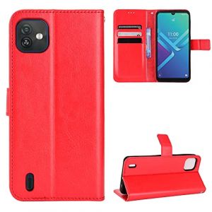 BellaCase Wiko Y82 Coque [&Eacute;tui Portefeuille] [Fonction Support] [Slots pour Cartes] [Couverture &agrave; Rabat Magn&eacute;tique] Compatible avec Le Smartphone Wiko Y82(Rouge) (Bella Custodia, neuf)