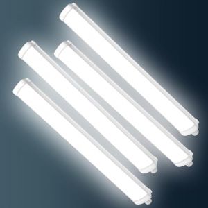 Viugreum 4 Paquets Tube Neon Led 145 cm, Étanche IP65 Reglette LED 50W 5000LM Blanc Froid 6500k Réglette Led, Plafonnier Tube Néon Garage pour Bureau Garage Atelier Entrepôt Salle de Bain Cuisine (Viugreum-EU, neuf)