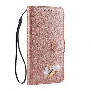Mo-Somnus Coque Compatible avec Samsung Galaxy S7 Edge [avec Verre Trempé], Glitter Bling Housse en Cuir synthétique avec Support et Cartes Compartiments (Or Rose) (Mo-Beauty EU Store, neuf)