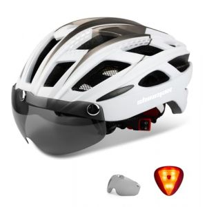 Shinmax Casque de v&eacute;lo r&eacute;glable, certifi&eacute; CE, Casque de v&eacute;lo avec visi&egrave;re de Protection Amovible, pour Homme et Femme, Montagne et Route, Skateboard, Ski et Snowboard, Femme Homme, Blanc/Gris (AIWEITONG, neuf)