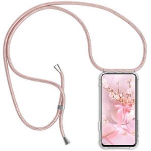 Collier pour Samsung Galaxy A8 2018 Coque Transparent Silicone Housse avec Cordon de Collier Necklace Lanyard Case &Eacute;tui de T&eacute;l&eacute;phone avec Cordon Collier Coque pour A8 2018,Rose (SIMao, neuf)