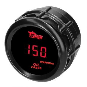 MOCNT Voiture Jauge de Pression d'huile 2" 52mm Presse l'huile Manometre Psi Pression Huile Indicateur Jauge Rouge Lumi&egrave;re Num&eacute;rique Pression Compteur Instruments avec Capteur (svipio, neuf)