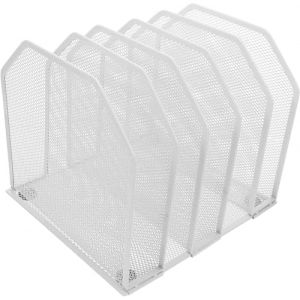 G&eacute;n&eacute;rique Porte-classeur de bureau, organiseur vertical amovible &agrave; 7/5 compartiments, trieur de documents en m&eacute;tal robuste pour un gain place au bureau ou en classe (Blanc, 5 grilles) (杨莹, neuf)