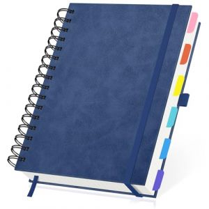 Yarotm Carnet A5 Quadrillé - 1PC Cahier à Spirales 21.3x14.5cm - 100GSM Cahier Petit Carreaux 5mm - Bleu Foncé Carnet Spirale Notebook A5 Cuir PU - 240 Pages/120 Feuilles Bloc Note Couverture Rigide (Droking, neuf)
