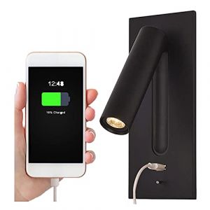 SHXITAYNB Liseuse Lampe LED Tete De Lit Caché Interrupteur Lampe De Chevet, USB Encastré Lampe De Chevet Murale Applique Liseuse, Wall Light Sconce, Orientable À 350 ° 90 ° Pliable,Noir,4000K Neutral (guixishixitangwanbaihuodian, neuf)