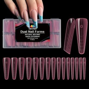 EBANKU 150PCS Poppit Ongle Kit, Réutilisable Rose Stiletto Amande Capsules Popits Ongle Nail d'extension Kit Faux Ongles Capsules Couverture Complète Nail Tips pour Femme Fille, 15 Tailles (EU-Prominer, neuf)