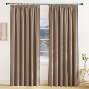 KGORGE Rideau Occultant Thermiques - Panneaux Int&eacute;rieurs Anti UV, Rideaux Opaque Grande Largeur Decoration pour Maison Chambre, Galon Fronceur, Largeur 200 x Hauter 245cm, Moka, 2 Pcs (KGORGEHOME, neuf)