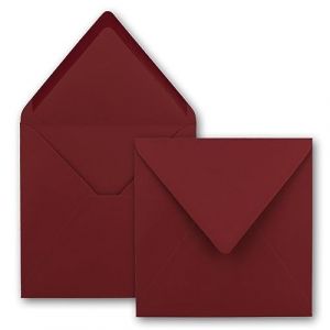 100x Enveloppes carrées rouge foncé (rouge) - 15,5 x 15,5 cm - sans fenêtre, à collage humide - 110 g/m² - Pour les cartes d'invitation de mariage, d'anniversaire et autres - Serie FarbenFroh (GUSTAV NEUSER GmbH, neuf)