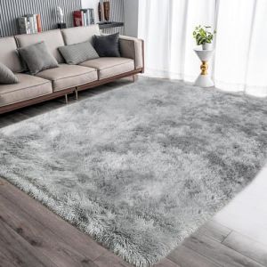 Tapis Chambre Shaggy Tapis Pour Salon Tapis De Sol Grand pour Couloir Soft Tapis à Poils Longs Moelleux Tapis Antidérapant Intérieur Moelleux Pour Salon Chambre Enfants(Gris blanc, 140*200cm) (kinganda-EU, neuf)
