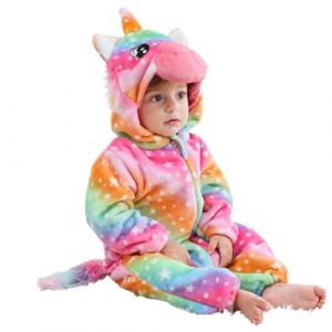 LOLANTA Costume de Licorne Arc-en-ciel pour Enfant, Grenouill&egrave;re &agrave; Capuche en Peluche pour B&eacute;b&eacute;, Arc-en-ciel, 6-12 mois (LOLANTA, neuf)
