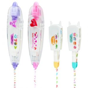 Vicloon Stylo Décoratif, 2pcs Ruban Décoratif Press Motifs Mignons, Ruban Correcteur Décoratifs Bricolage avec 2 Recharges, Tape Pen de Scrapbooking Pour Papeterie De Scrapbooking Fabrication Journal (BEST-SELLER5, neuf)