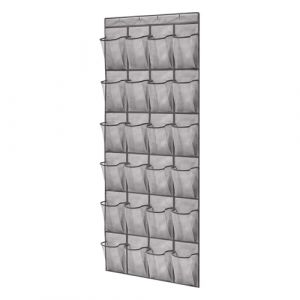lmoikesz Organisateur de sac suspendu à porte avec 24 grilles pour chaussures lourdes, sac de rangement de chaussures en tissu, double couture pour la durabilité, Gris, 24 grilles (kongziyuan, neuf)