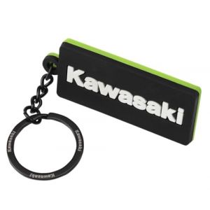 Kawasaki Porte-clés en PVC vert et noir, Vert/noir, 5.5 x 2.5 cm (BikerWorld, neuf)