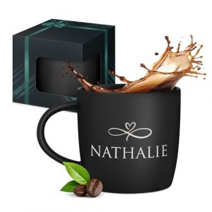 Maverton Mug personnalis&eacute; pour femmes - 40cl Tasse &agrave; Th&eacute; Personnalisable avec Pr&eacute;nom pour elle - Tasse d&eacute;corative pour Coll&egrave;gue - Cadeau original - Diff&eacute;rents Designs - int&eacute;rieur noir - votre prenom (MAVERTON, neuf)