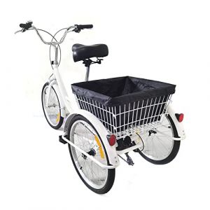 KumuJ Tricycle 20 Pouces pour Adultes - 3 Roues &agrave; 8 Vitesses avec Panier &agrave; Provisions - V&eacute;lo Cargo pour Adultes, Personnes &Acirc;g&eacute;es et Femmes (HARBERY, neuf)