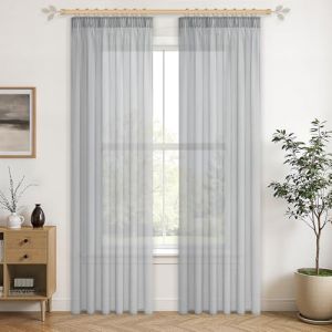 CUTEWIND Rideau Gris pour Rail Coulissant au Plafond 140x225cm (LxH) Lot de 2, Voilage Gris Boh&egrave;me L&eacute;ger et &Eacute;l&eacute;gant pour Salon Moderne, Chambre et Chambre Enfant avec Ruflette (CUTEWIND HOME, neuf)