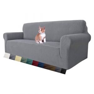 MAXIJIN Housse de canap&eacute; Extensible pour canap&eacute; 3 Places, 1 pi&egrave;ce Housses de canap&eacute; universelles Salon Jacquard Meubles Protecteur Chiens Pet Friendly Fitted Couch Housse (3 Places, Gris Clair) (MAXIJIN EUSHOP, neuf)