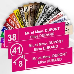 Plaque Boite Aux Lettres Adhésive PVC Avec Numéro – Plaque Gravée À Personnaliser 10 x 2,5 cm – 20 Couleurs Disponibles (Rose) (GRAVURE ET COMPAGNIE, neuf)