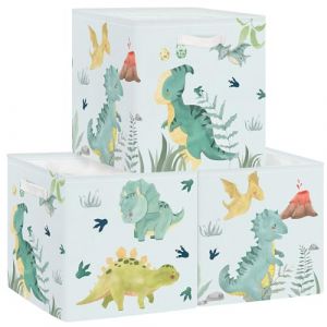 Clastyle Lot de 3 Boite Rangement Tissu Dinosaure Cube de Rangement Pliable Panier Kallax pour Salle de Bain, Volcans, 30x30x30 cm (Changtian_Im&Ex, neuf)