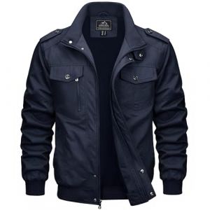 MAGCOMSEN Veste Militaire Homme, Cargo d'extérieur Mi-Saison Pour, Coupe-Vent, Pour le Printemps Décontractée en Coton, Col Montant, Veste de Travail à Poches Multiples (MAGCOMSEN SHOP, neuf)