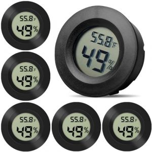 WIYETY Lot de 10 thermomètres/hygromètres numériques LCD pour serre, cave, chambre de bébé, noir rond (2222BUY, neuf)