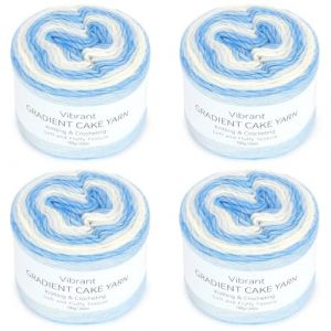 Coopay Fil d&eacute;grad&eacute; de couleur, 400 g (4 x 100 g) - Laine pour crochet, d&eacute;grad&eacute; de couleurs - Super douce - Laine pour tricot &eacute;l&eacute;gant - Pull Chapeaux - &Eacute;charpe - Bleu et blanc (YutongTech, neuf)