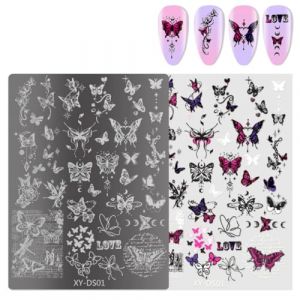 Modèles de tampons pour ongles papillon Plaques de tampon pour ongles avec pointe française Outil de pochoir Fleurs Ongles Tampon Pochoir (GuangZhouGanLuoKeJiYouXianGongSi, neuf)