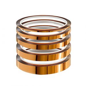 YIXISI 5 pièces Ruban adhésif de film de polyimide, Résistant à La Chaleur Ruban, Kapton Bande, pour imprimante 3d, Masquage, Soudure, Carte de Circuit Imprimé Isolant (3/6/8/10/12 mm × 33m) (YXS-DE, neuf)